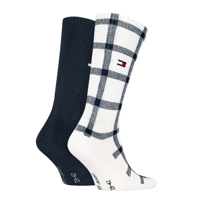 Tommy Hilfiger Men’s 2 Pack Tartan Crew Socks – White | Cotton Rich Gift Set