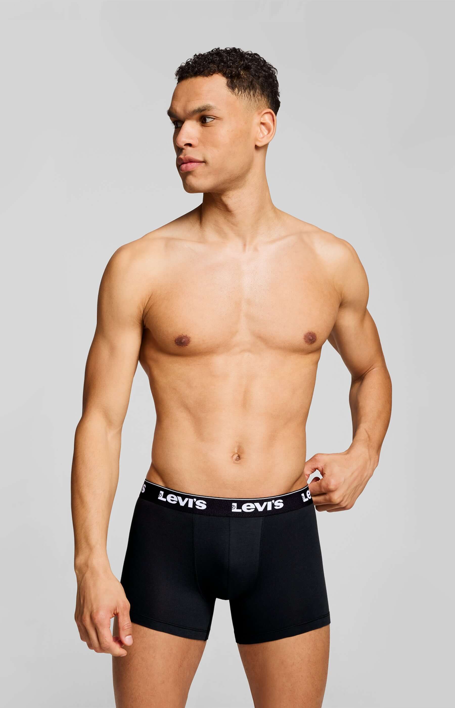 Levi's Men's 3 Pack Repeat Logo Cotton Stretch Boxer Briefs – Black