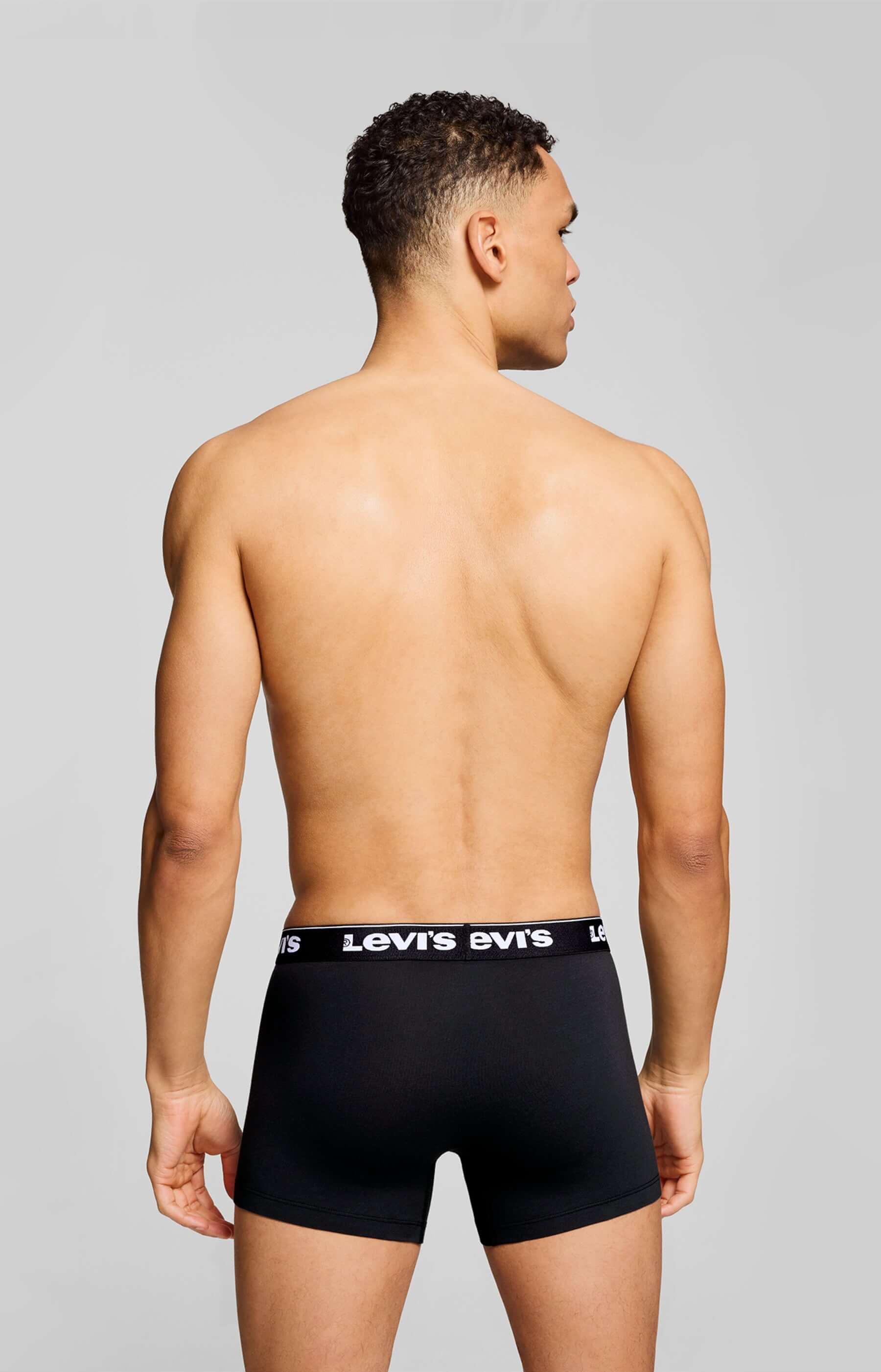 Levi's Men's 3 Pack Repeat Logo Cotton Stretch Boxer Briefs – Black