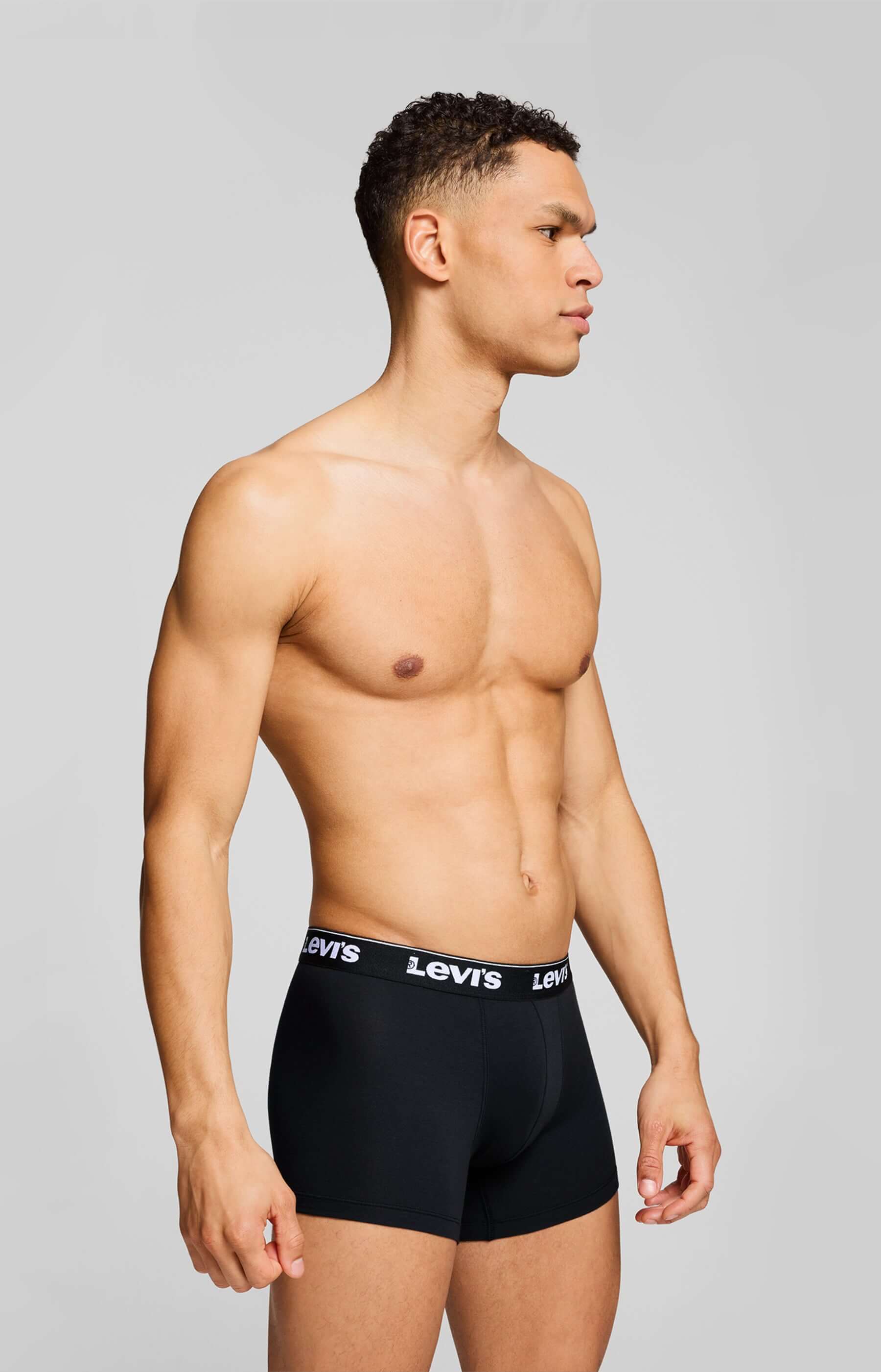 Levi's Men's 3 Pack Repeat Logo Cotton Stretch Boxer Briefs – Black