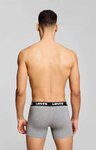 Levi's Men's 3 Pack Repeat Logo Cotton Stretch Boxer Briefs – Grey / Black
