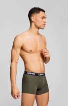Levi's Men's 3 Pack Repeat Logo Boxer Briefs – Cotton Stretch Underwear, Khakhi / Black