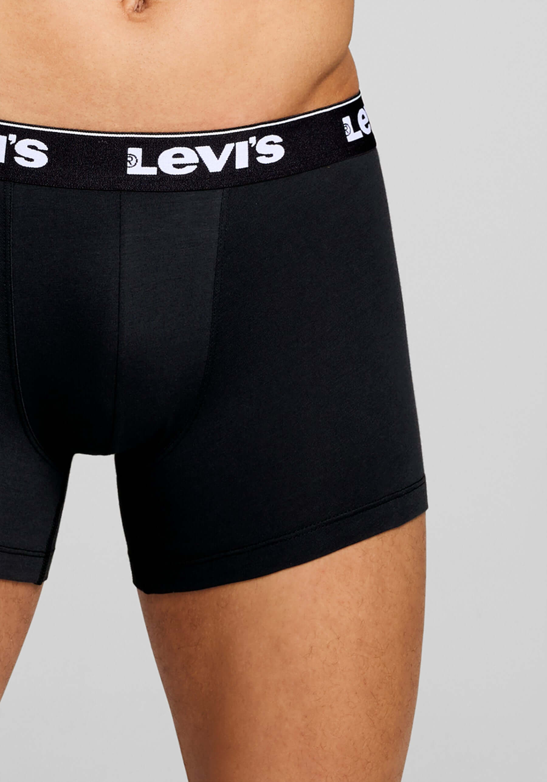 Levi's Men's 3 Pack Repeat Logo Boxer Briefs – Cotton Stretch Underwear, Khakhi / Black
