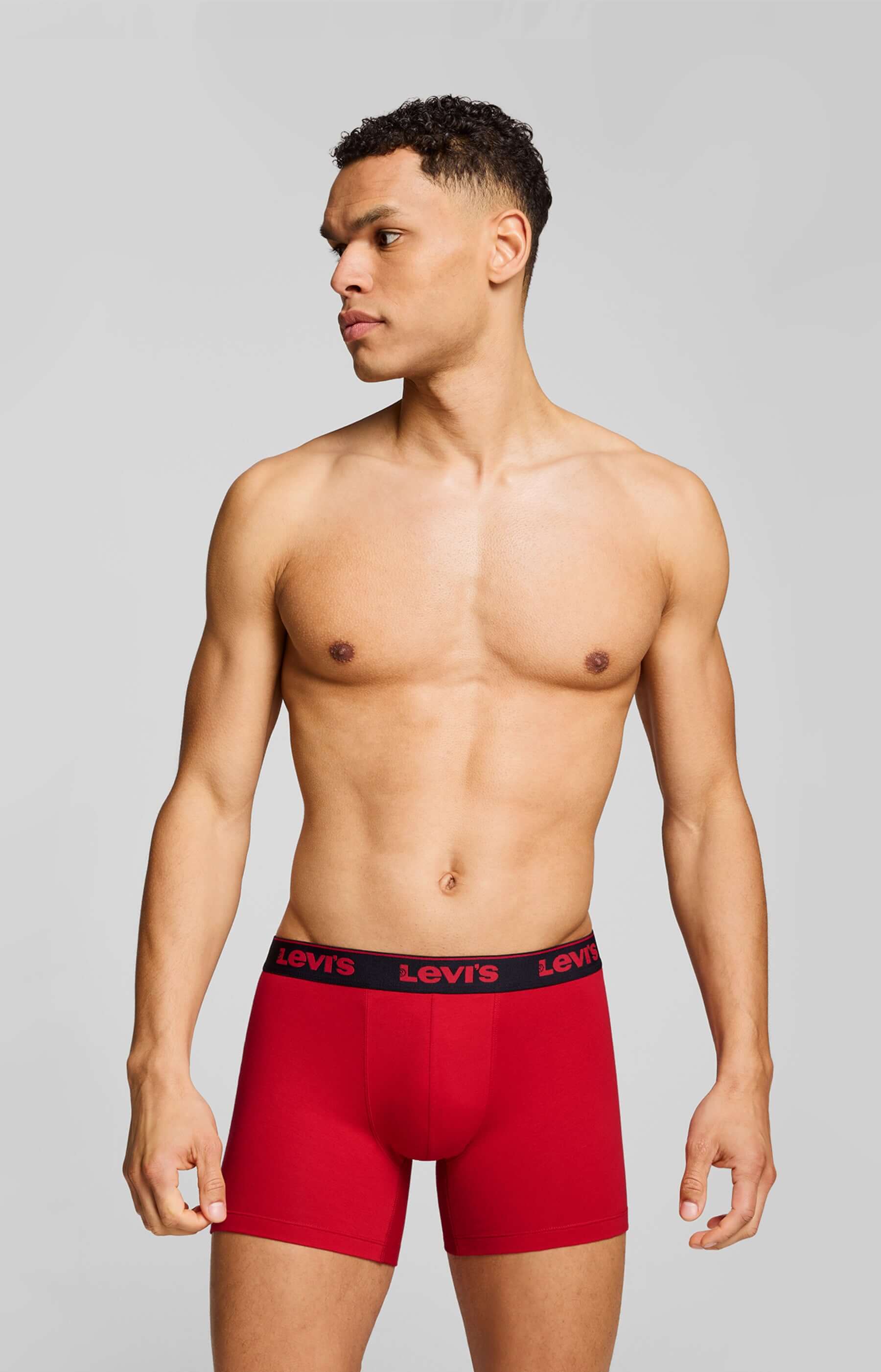 Levi's Men's 3 Pack Repeat Logo Boxer Briefs – Red/Black