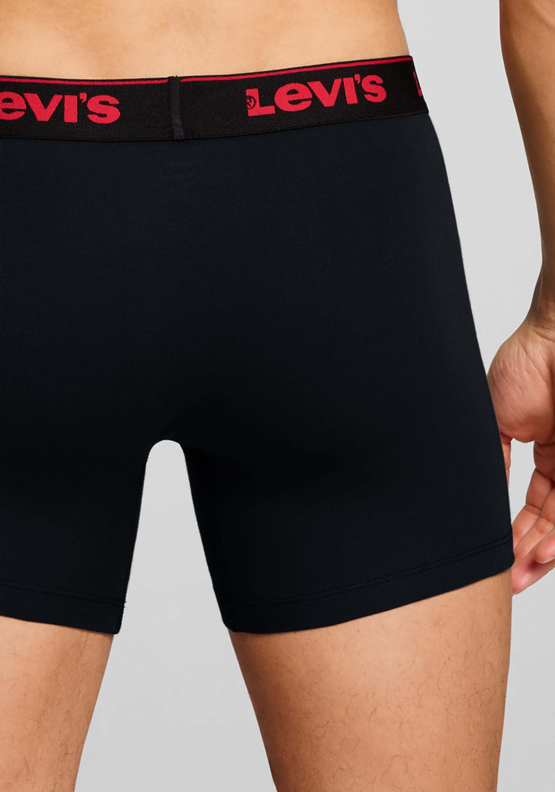 Levi's Men's 3 Pack Repeat Logo Boxer Briefs – Red/Black