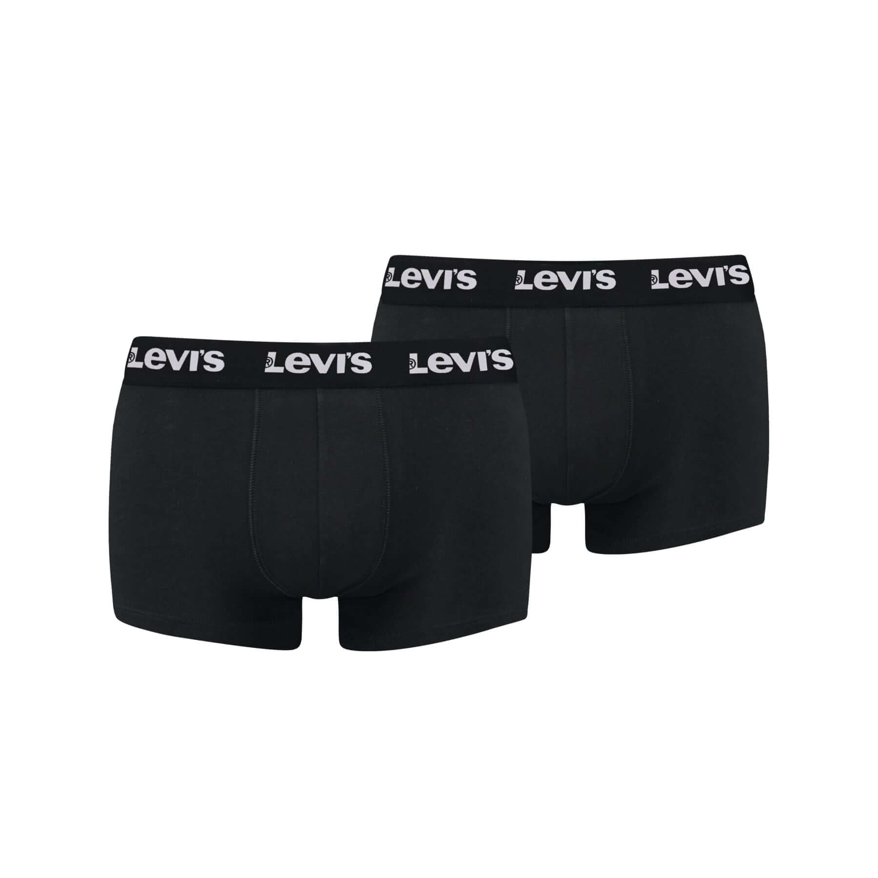 Levi's Men's 2 Pack Repeat Logo Trunks – Cotton Stretch Underwear, Black