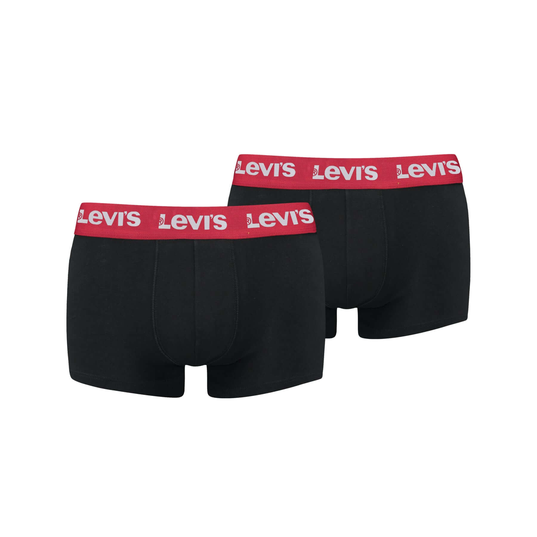 Levi's Men's 2 Pack Repeat Logo Trunks – Cotton Stretch Underwear, Black/Red