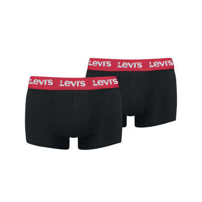 Levi's Men's 2 Pack Repeat Logo Trunks – Cotton Stretch Underwear, Black/Red