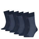 Tommy Hilfiger Men's 6 Pack Birdseye Crew Socks Gift Tin - Navy