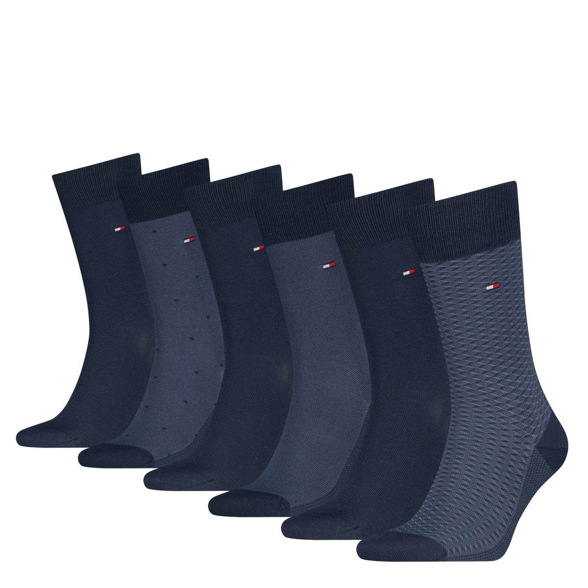 Tommy Hilfiger Men's 6 Pack Birdseye Crew Socks Gift Tin - Navy