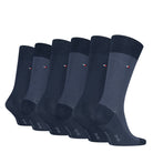 Tommy Hilfiger Men's 6 Pack Birdseye Crew Socks Gift Tin - Navy