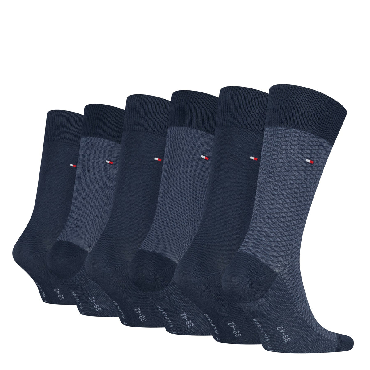 Tommy Hilfiger Men's 6 Pack Birdseye Crew Socks Gift Tin - Navy