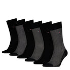 Tommy Hilfiger Men's 6 Pack Birdseye Crew Socks Gift Tin - Black