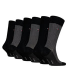 Tommy Hilfiger Men's 6 Pack Birdseye Crew Socks Gift Tin - Black