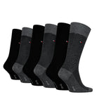 Tommy Hilfiger Men's 6 Pack Birdseye Crew Socks Gift Tin - Dark Grey Melange