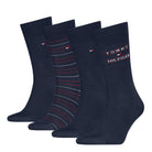 Tommy Hilfiger Men's 4 Pack Stripe Crew Socks Gift Box - Navy