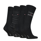 Tommy Hilfiger Men's 4 Pack Stripe Crew Socks Gift Box - Black