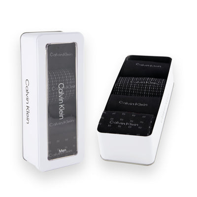 Calvin Klein Men's 4 Pack AOP Crew Socks - Tin Gift Box