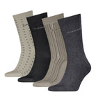 Calvin Klein Men's 4 Pack AOP Crew Socks Gift Box - Beige