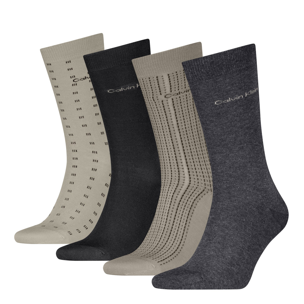 Calvin Klein Men's 4 Pack AOP Crew Socks Gift Box - Beige