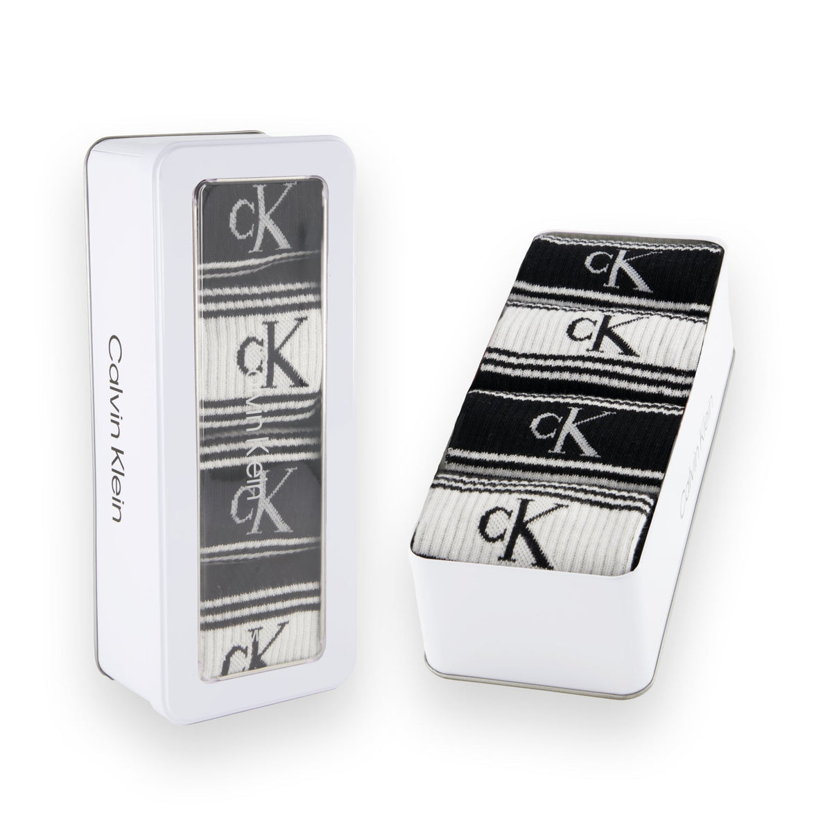 Calvin Klein Men's 4 Pack Sport Logo Crew Socks Gift Box - Black/White