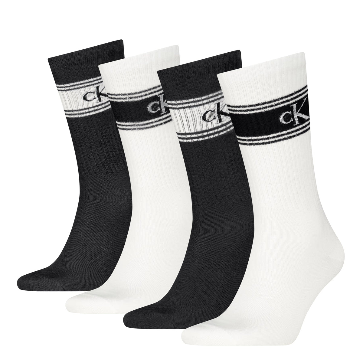 Calvin Klein Men's 4 Pack Sport Logo Crew Socks Gift Box - Black/White