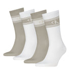 Calvin Klein Men's 4 Pack Sport Logo Crew Socks Gift Box - Beige/White