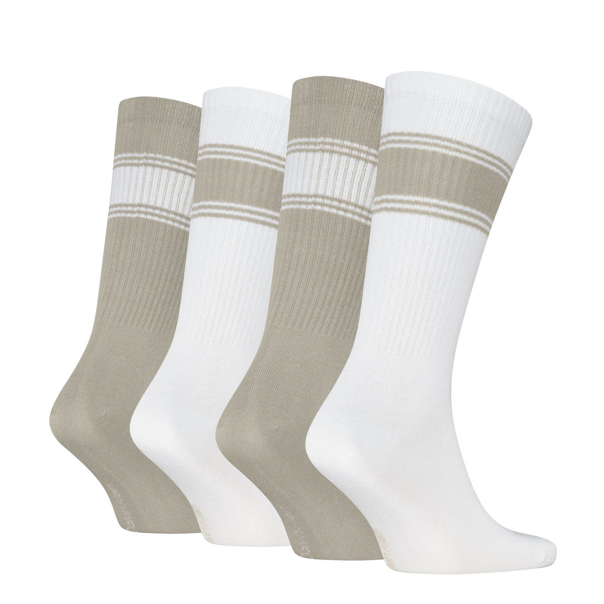 Calvin Klein Men's 4 Pack Sport Logo Crew Socks Gift Box - Beige/White