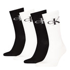 Calvin Klein Men's 4 Pack Monogram Crew Socks Gift Box - Black/White