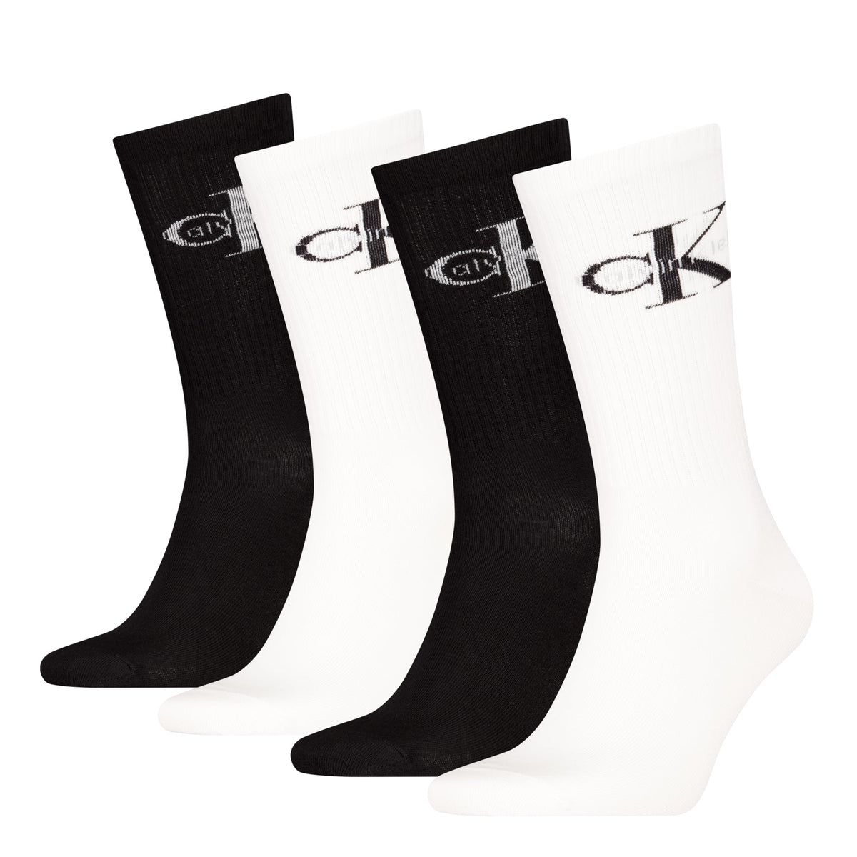 Calvin Klein Men's 4 Pack Monogram Crew Socks Gift Box - Black/White
