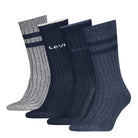 Levi's Men's 4 Pack Mouline Crew Socks Gift Box - Blue Combo