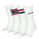 Levi's Men's 4 Pack Sport Crew Socks Gift Box - White/Red/Blue