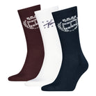 Tommy Hilfiger Men's 3 Pack Crest Crew Socks Gift Box - Navy/White/Deep Rouge