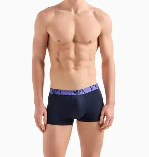 Emporio Armani 3 Pack Trunks Bold Monogram logo waistband - Navy Blue