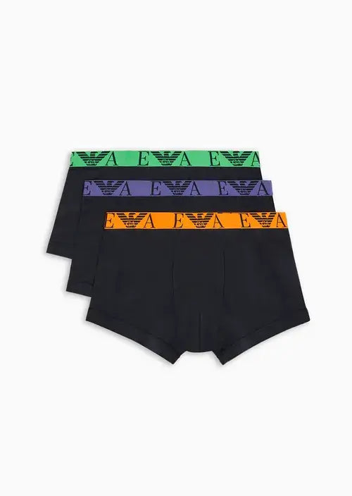 Emporio Armani 3 Pack Trunks Bold Monogram logo waistband - Navy Blue