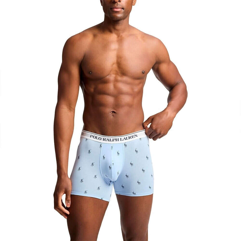Polo Ralph Lauren Three-Pack Stretch Cotton Boxer Briefs - Navy/White/Office Blue