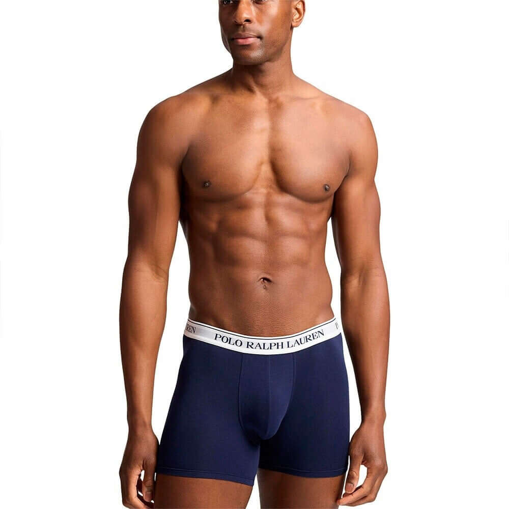 Polo Ralph Lauren Three-Pack Stretch Cotton Boxer Briefs - Navy/White/Office Blue