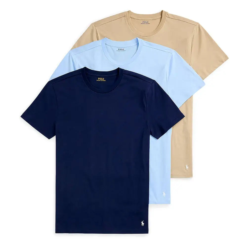 Polo Ralph Lauren Crewneck 3 Pack T-Shirts - Blue / Sand / Navy