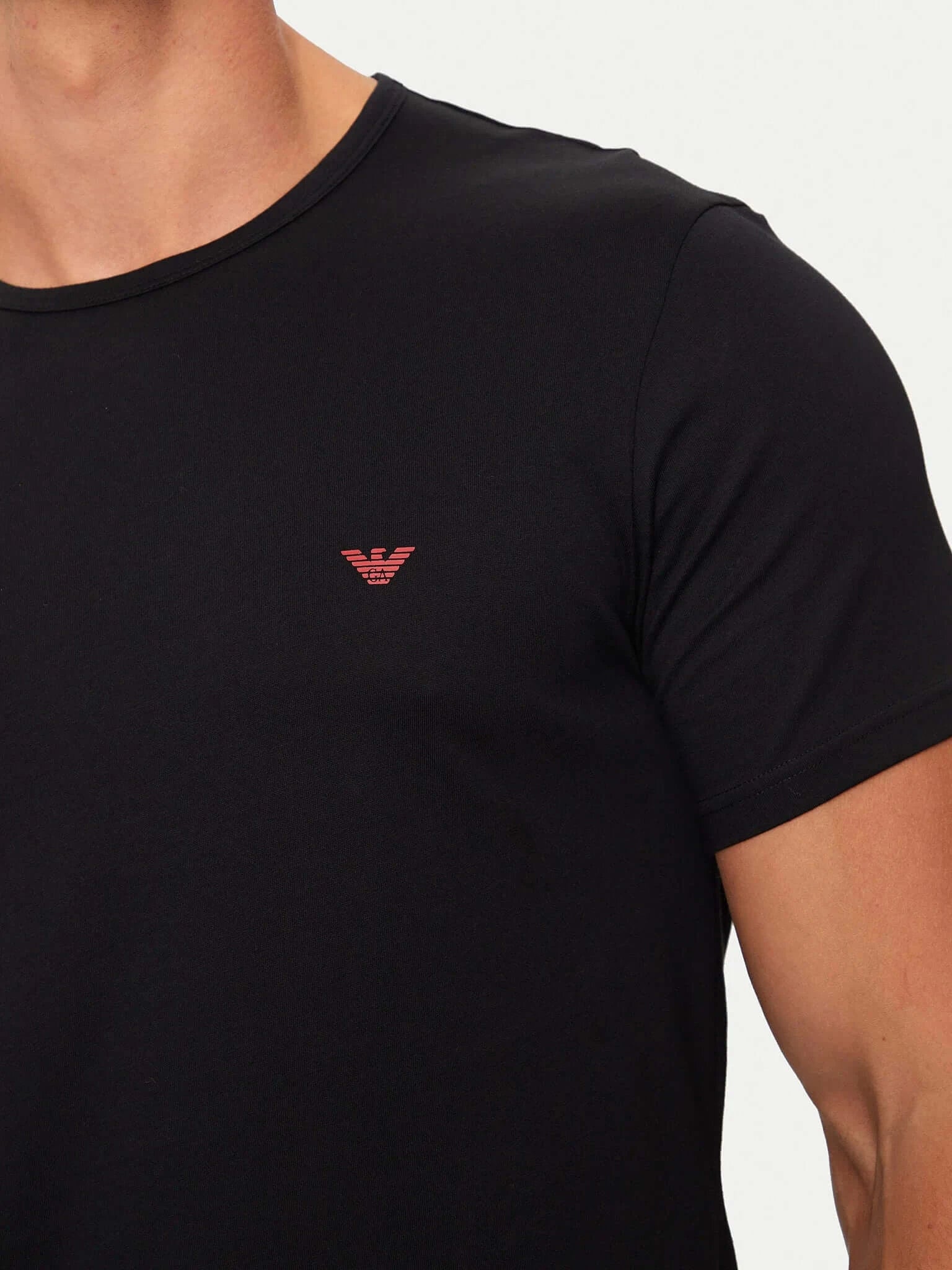 Emporio Armani 2 Pack Lounge Stretch-Cotton Crew T-Shirts - Red/Black