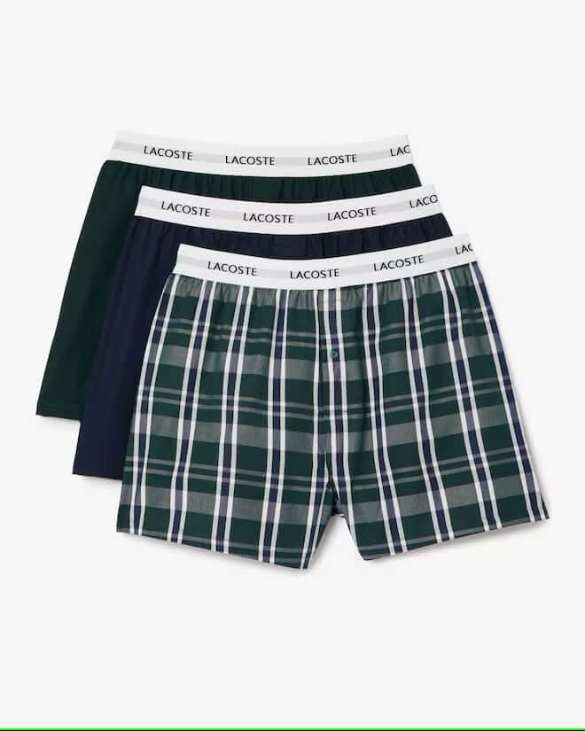 Lacoste 3-Pack Cotton Poplin Boxers Men - Green / Navy Blue / White