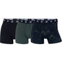 CR7 Men's 3 Pack Cotton Trunks - Black with Green Design