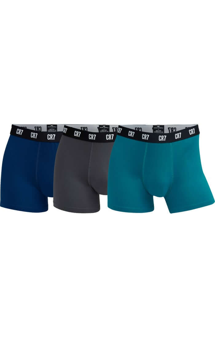 CR7 Men's 3 Pack Microfiber Performance Trunks - Blue with Grey ...