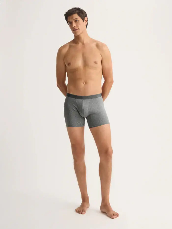 Derek Rose Jack Men’s Pima Cotton Stretch Trunks – Fitted Long Leg, Charcoal