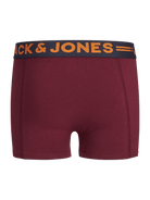 Jack & Jones Cotton Stretch Junior Junior Trunks 3 Pack - Black/Grey/Red