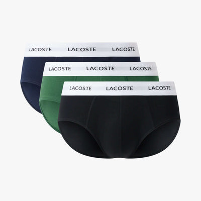 Lacoste 3-Pack Stretch Cotton Briefs – Contrast Logo Waistband