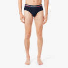 Lacoste Men’s 3-Pack Cotton Briefs - Navy Blue / Grey Chine / Red • W34