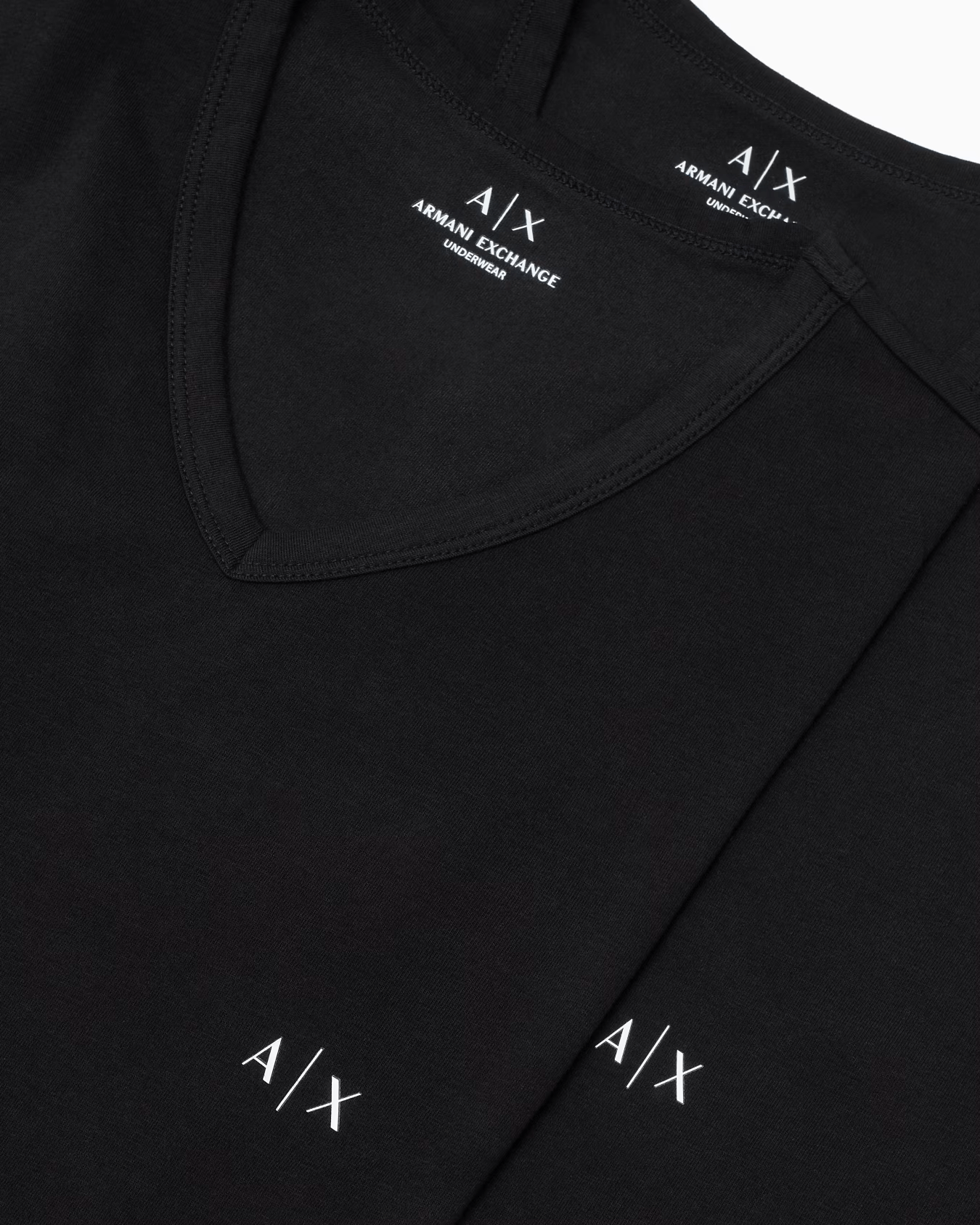 Armani Exchange Pack of 2 jersey t-shirts with V-neck - Black