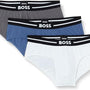 BOSS Men's 3 Pack Stretch Cotton Briefs - Blue/White/Grey