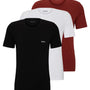 Boss 3 Pack Regular Fit Cotton T-Shirts Logo Embroidered - Burgundy/White/Black