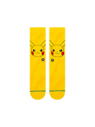 Stance Pikachu Bolt yellow crew socks – flat front view with Pikachu character artwork